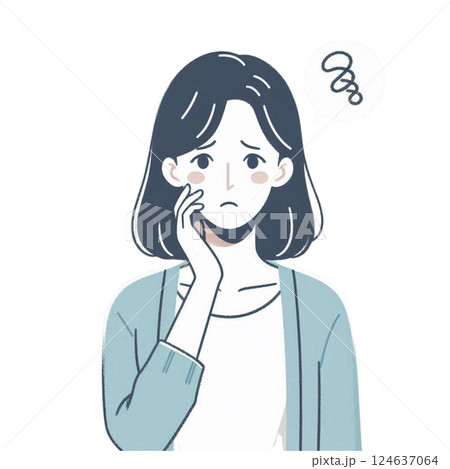 悩んでいる年配女性のイラスト 悩んでいる年配女性のイラスト 124637064