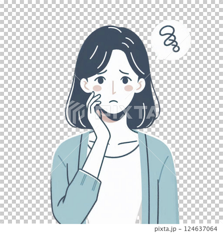 悩んでいる年配女性のイラスト 悩んでいる年配女性のイラスト 124637064