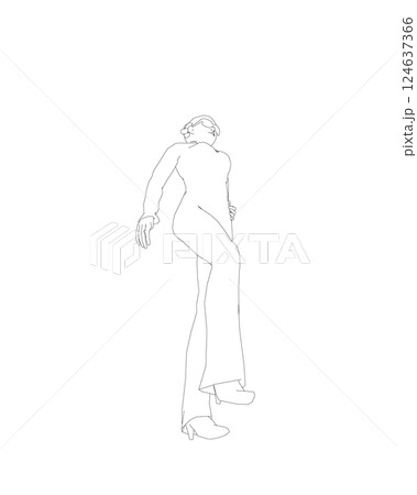Portrait of woman in sunglasses. Vector minimalistic illustration for social media stories, logo, poster, print, cover, postcard, banner. Female figure outline. Contour of a girl in a business suit. 124637366