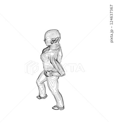 Portrait of woman in sunglasses. Vector minimalistic illustration for social media stories, logo, poster, print, cover, postcard, banner. Female figure outline. Contour of a girl in a business suit. 124637367