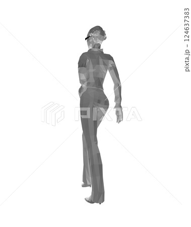 Stylish young women dressed in trendy clothes. Fashionable casual and formal outfits. 3D polygonal vector illustration. Girl boss. Fashion girl in sunglasses girl boss. woman face vector illustration. 124637383