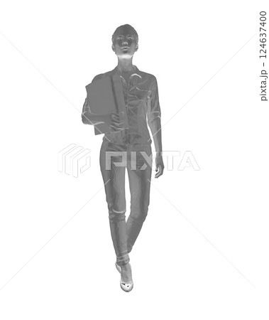 Polygonal drawing of fashionable young woman walking with folder with documents in hand. Vector of girl walk. Drawing Illustration of Young Woman. isolated, sketch, contour girl, woman walking. 3D. Polygonal drawing of fashionable young woman walking with folder with documents in hand. Vector of girl walk. Drawing Illustration of Young Woman. isolated, sketch, contour girl, woman walking. 3D. 124637400