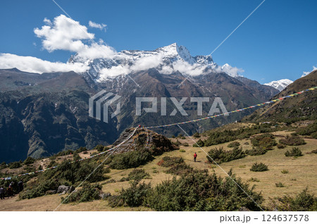Mt.Kongde Ri (6,187 metres) a mountain in the Himalaya of eastern Nepal. The mountain is located four km west of Namche Bazaar. 124637578