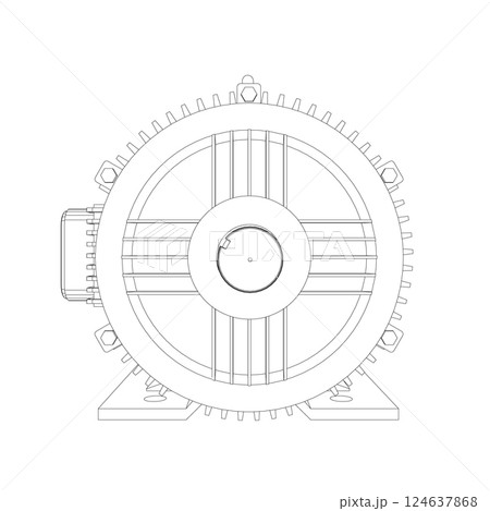 Electric motor icon on white background. Outline engine electric power. Electric contour generator motor. Vector color web icon. Creative illustration design, idea for infographics. Electric motor icon on white background. Outline engine electric power. Electric contour generator motor. Vector color web icon. Creative illustration design, idea for infographics. 124637868
