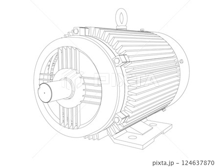 Electric motor icon on white background. Outline engine electric power. Electric contour generator motor. Vector color web icon. Creative illustration design, idea for infographics. Electric motor icon on white background. Outline engine electric power. Electric contour generator motor. Vector color web icon. Creative illustration design, idea for infographics. 124637870