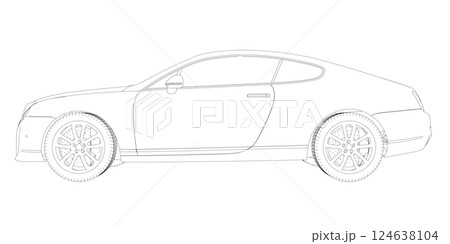 Coloring page vector line art for book and drawing. Black contour sketch illustrate Isolated on white background. High speed drive vehicle. Graphic element. Illustration car. Stroke without fill Coloring page vector line art for book and drawing. Black contour sketch illustrate Isolated on white background. High speed drive vehicle. Graphic element. Illustration car. Stroke without fill 124638104