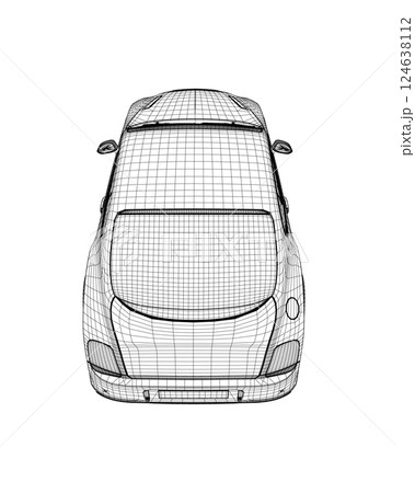 Coloring page vector line art for book and drawing. Black wireframe illustrate Isolated on white background. High speed drive vehicle. Graphic element. Illustration car. Stroke without fill. 3D. 124638112