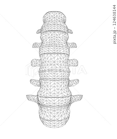 Vector illustration spine diagnostic symbol, design, sign. Vector icon. Line design. Spine bones and structure. Medicine and anatomy. Anatomical wireframe structure of man. Concept illustration. 124638144