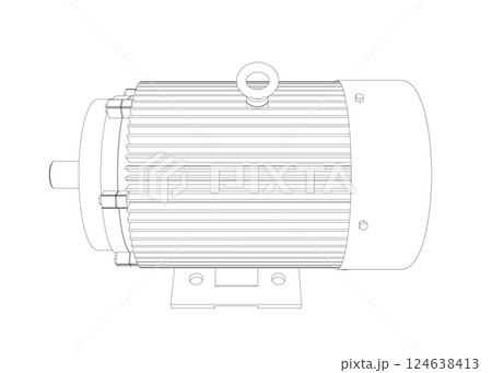 Electric motor icon on white background. Outline engine electric power. Electric contour generator motor. Vector color web icon. Creative illustration design, idea for infographics. Electric motor icon on white background. Outline engine electric power. Electric contour generator motor. Vector color web icon. Creative illustration design, idea for infographics. 124638413