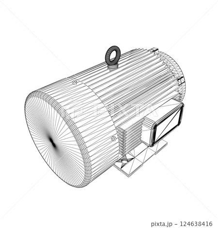 Electric motor icon on white background. Wireframe engine electric power. Electric wireframe generator motor. Vector color web icon. Creative illustration design, idea for infographics. 3D. Electric motor icon on white background. Wireframe engine electric power. Electric wireframe generator motor. Vector color web icon. Creative illustration design, idea for infographics. 3D. 124638416