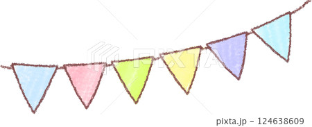 かわいい手描き風ガーランドフラッグ かわいい手描き風ガーランドフラッグ 124638609