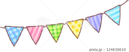 かわいい手描き風ガーランドフラッグ かわいい手描き風ガーランドフラッグ 124638610