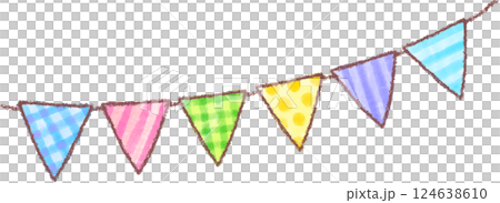 かわいい手描き風ガーランドフラッグ かわいい手描き風ガーランドフラッグ 124638610