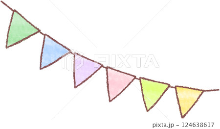 かわいい手描き風ガーランドフラッグ かわいい手描き風ガーランドフラッグ 124638617