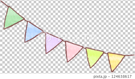 かわいい手描き風ガーランドフラッグ かわいい手描き風ガーランドフラッグ 124638617