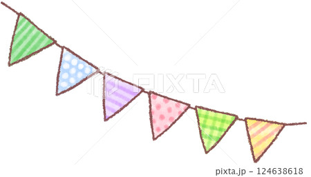 かわいい手描き風ガーランドフラッグ 124638618