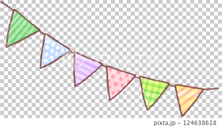 かわいい手描き風ガーランドフラッグ 124638618