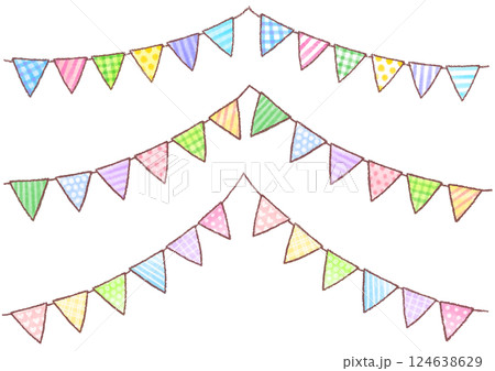 かわいい手描き風ガーランドフラッグ 124638629