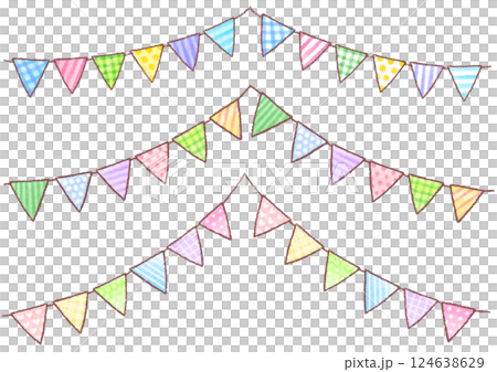 かわいい手描き風ガーランドフラッグ 124638629