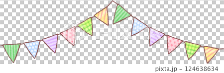 可愛的手繪花環旗幟 124638634