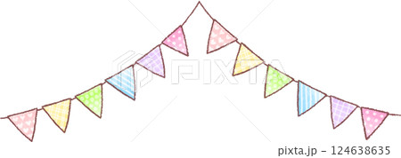 かわいい手描き風ガーランドフラッグ かわいい手描き風ガーランドフラッグ 124638635