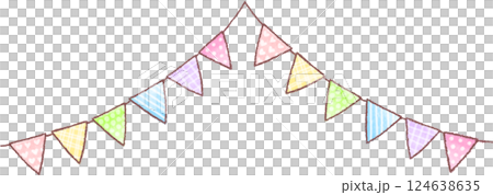 可愛的手繪花環旗幟 124638635