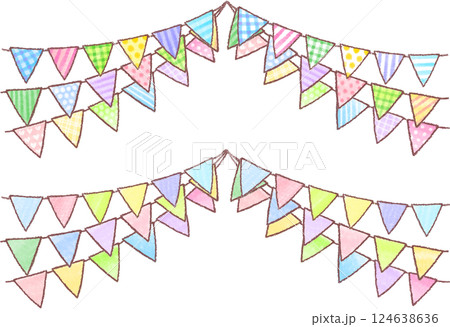 かわいい手描き風ガーランドフラッグ 124638636
