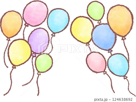 カラフルな風船_手手描き風 124638692