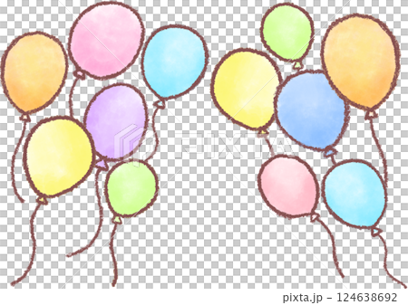 カラフルな風船_手手描き風 124638692