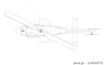 Helicopter detailed outline. Vector isolated on a white background. Adult military helicopter coloring page for book. Copter and Aircraft. Vector illustration. Black contour sketch illustrate Helicopter detailed outline. Vector isolated on a white background. Adult military helicopter coloring page for book. Copter and Aircraft. Vector illustration. Black contour sketch illustrate 124638751