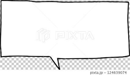Hand-drawn monochrome speech bubble (square, white) 124639074