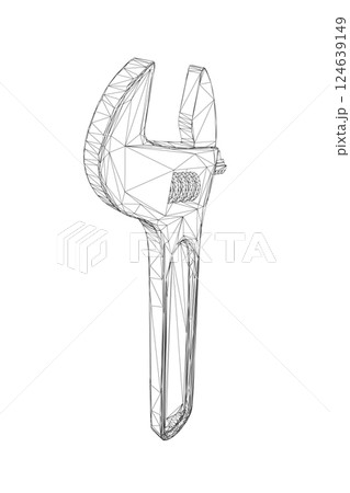Vector illustration of adjustable wrench. Repair tools icon isolated on white background. Vector illustration. Vector illustration of adjustable wrench. Repair tools icon isolated on white background. Vector illustration. 124639149