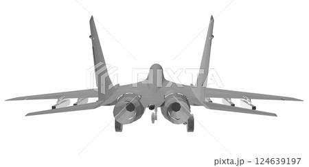 Military fighter jet polygonal. Vector art illustration of polygonal airplane. Modern war aircraft. Supersonic speed. 3D. 124639197