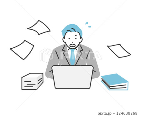 仕事が山積みで焦っているビジネスマン 124639269