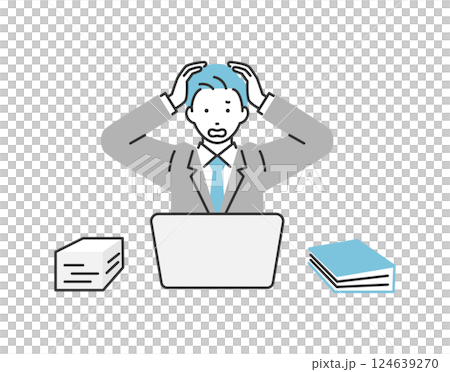 一位商人因工作上的麻煩而垂頭喪氣 124639270