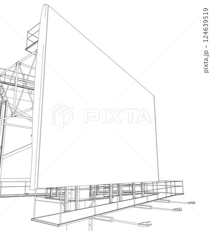 Outline big billboard. Mockup for your advertisement and design. Mockup for your advertisement and design. Outdoor advertising billboard contour. Empty billboard for displaying advertisements 124639519