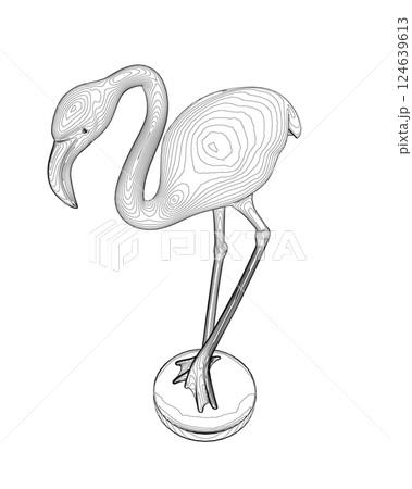 Outline flamingo vector illustration isolated on white background. Exotic tropical bird. Zoo animal collection. Cute cartoon character. Decoration element. Flat design. White background. Isolated. Outline flamingo vector illustration isolated on white background. Exotic tropical bird. Zoo animal collection. Cute cartoon character. Decoration element. Flat design. White background. Isolated. 124639613