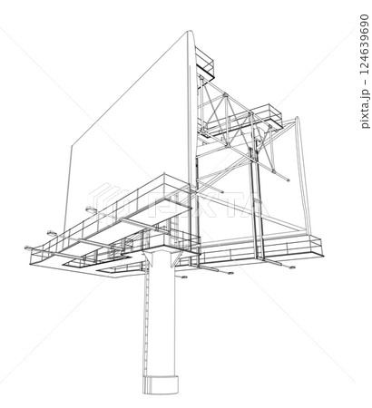 Outline big billboard. Mockup for your advertisement and design. Mockup for your advertisement and design. Outdoor advertising billboard contour. Empty billboard for displaying advertisements 124639690