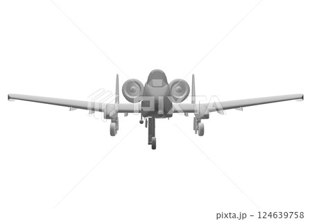 Polygonal Combat aircraft in isolate on a white background. Modern combat aircraft. Stylized image of a fighter jet on a white background. Vector image for prints, poster and illustrations. 3D. 124639758
