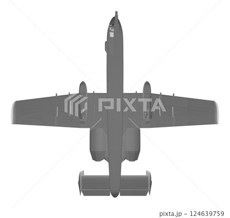 Polygonal Combat aircraft in isolate on a white background. Modern combat aircraft. Stylized image of a fighter jet on a white background. Vector image for prints, poster and illustrations. 3D. 124639759