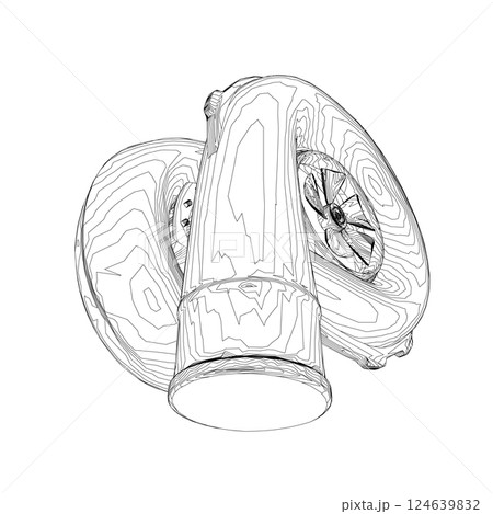 Steam turbine rotor operation. Vector illustration. Automotive turbine outline 124639832