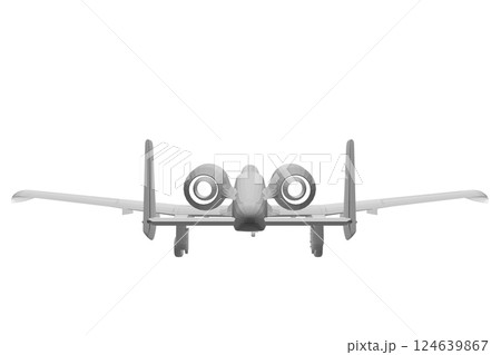 Polygonal Combat aircraft in isolate on a white background. Modern combat aircraft. Stylized image of a fighter jet on a white background. Vector image for prints, poster and illustrations. 3D. 124639867
