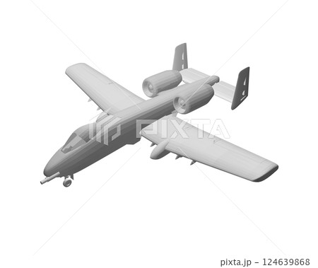 Polygonal Combat aircraft in isolate on a white background. Modern combat aircraft. Stylized image of a fighter jet on a white background. Vector image for prints, poster and illustrations. 3D. 124639868