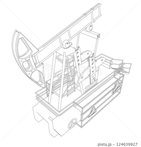 Outline Oil pump icon. Oil pump symbol. Vector illustration. Oil pumpjack icon in cartoon style isolated on white background. Oil industry symbol stock vector illustration. Outline Oil pump icon. Oil pump symbol. Vector illustration. Oil pumpjack icon in cartoon style isolated on white background. Oil industry symbol stock vector illustration. 124639927