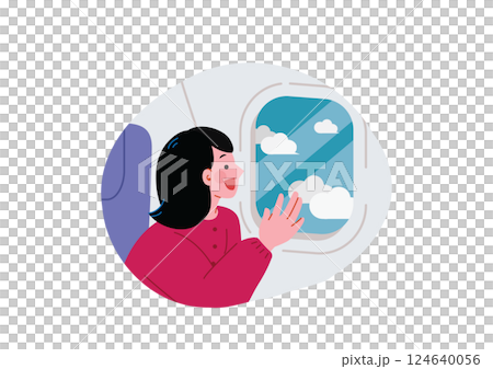 從飛機窗口望出去的女人 124640056