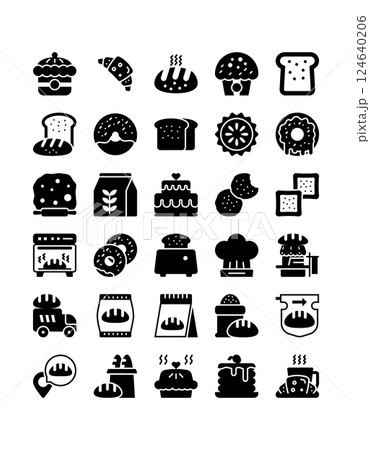 bakery, baked, cook solid icon set 124640206