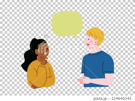 Black woman and white man having a conversation Black woman and white man having a conversation 124640242