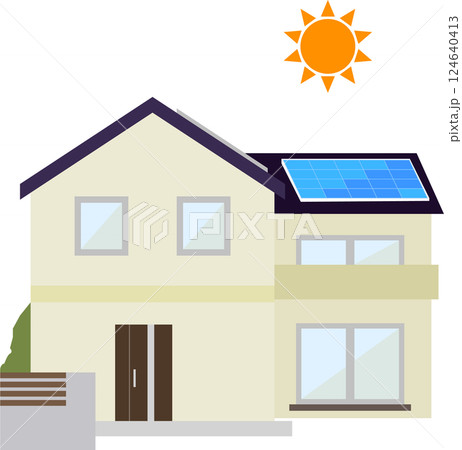 太陽光パネルが設置された住宅 太陽光パネルが設置された住宅 124640413