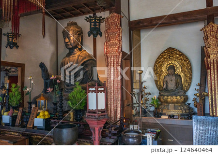 奈良 飛鳥寺 飛鳥大仏と阿弥陀如来像 124640464