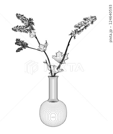 Outline of Flowers line drawing vector art in a vase for decoration. Line flower bouquets in vases, vector illustration Outline of Flowers line drawing vector art in a vase for decoration. Line flower bouquets in vases, vector illustration 124640593